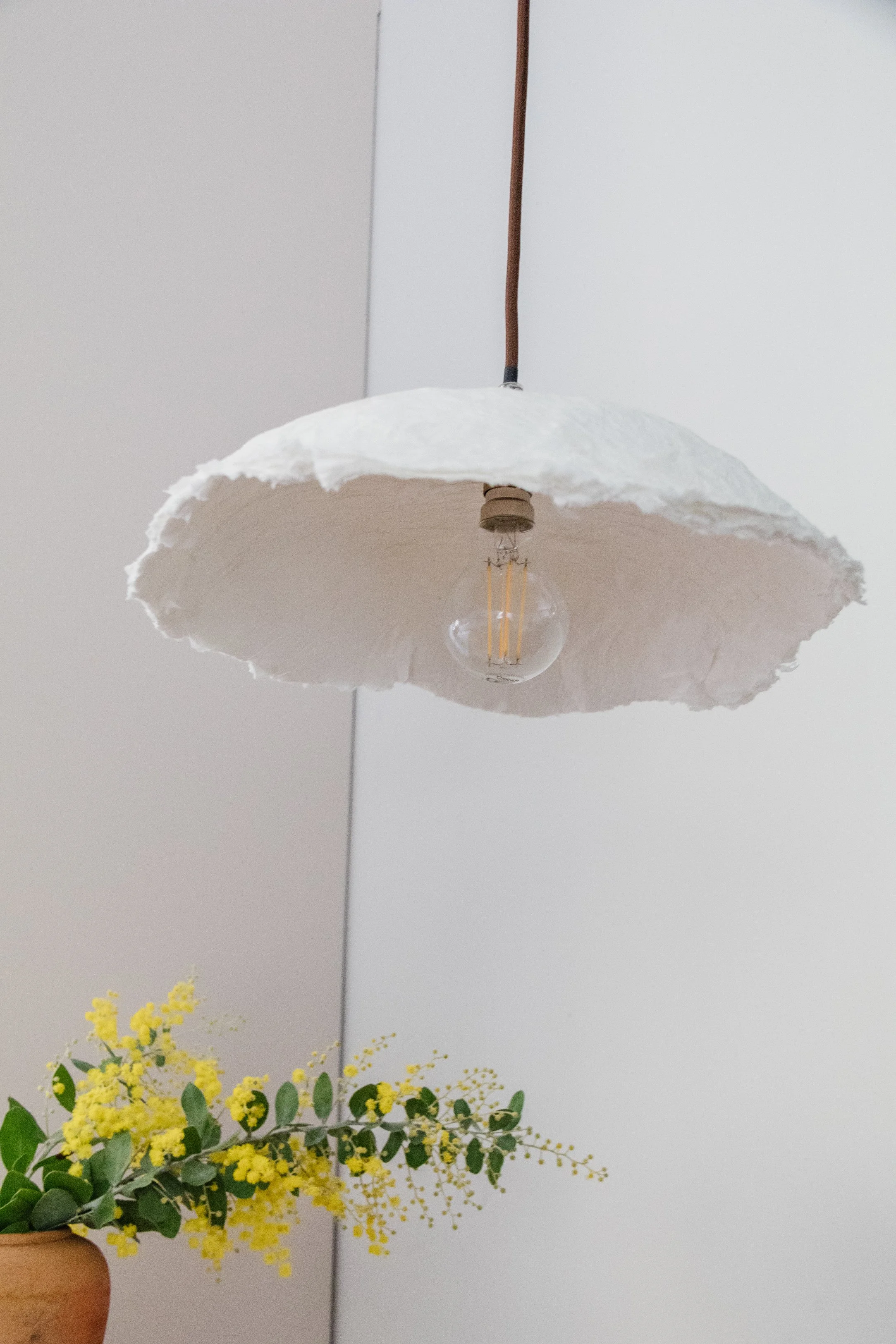 Paper mache pendant discount light